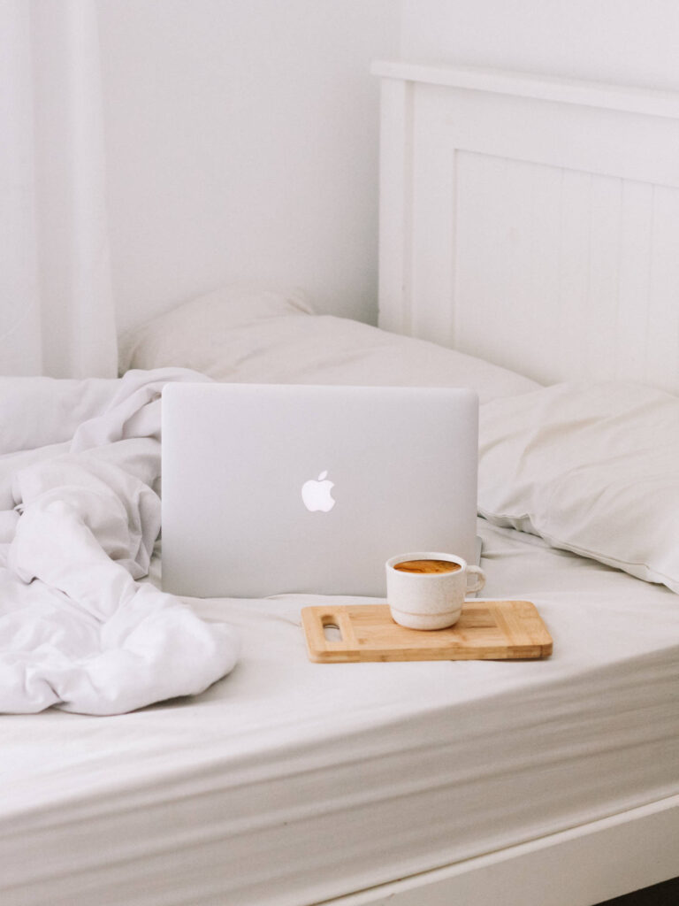 laptop on bed